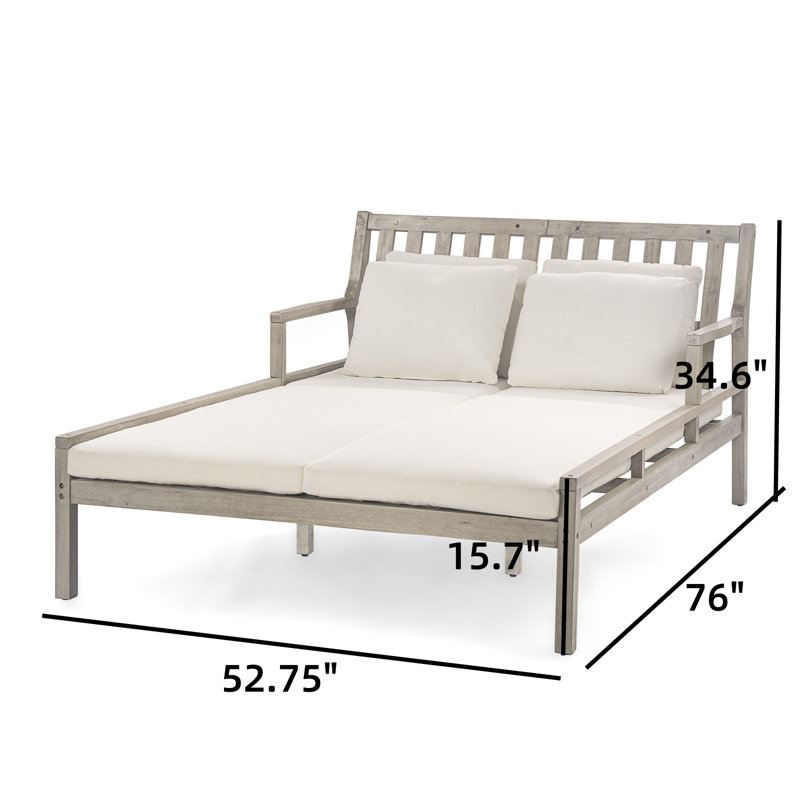 Lit de bronzage extérieur gris + quatre coussins, Blanc