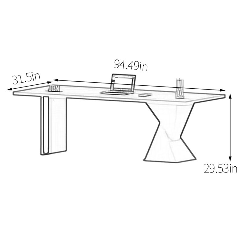 Bureau durable en bois massif multi-couches, H 29,53 po x l 94,49 po x P 31,5 po