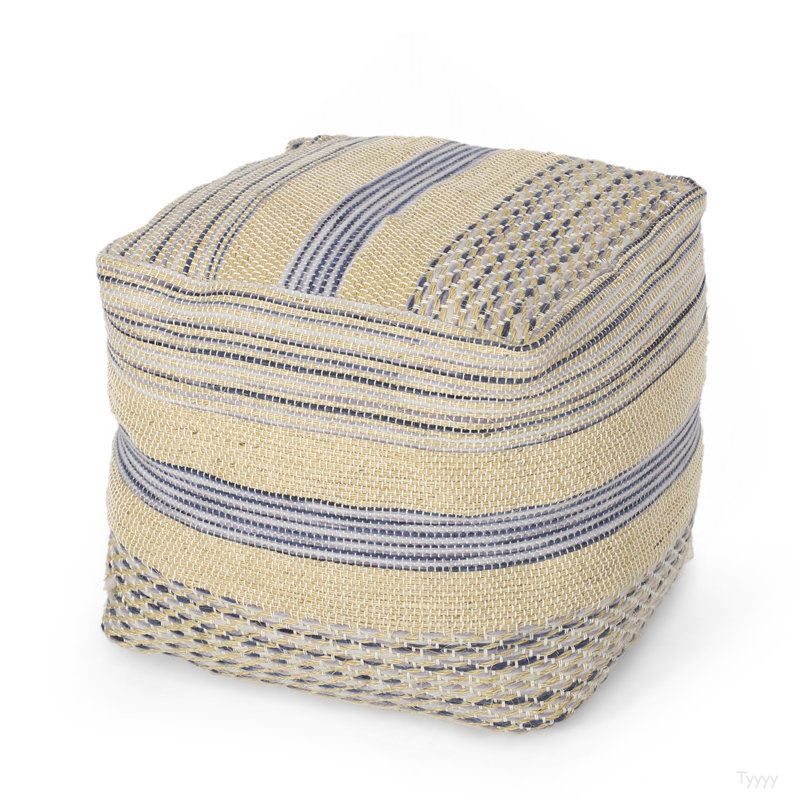 Pouf en tissu fabriqué à la main Western, bleu naturel