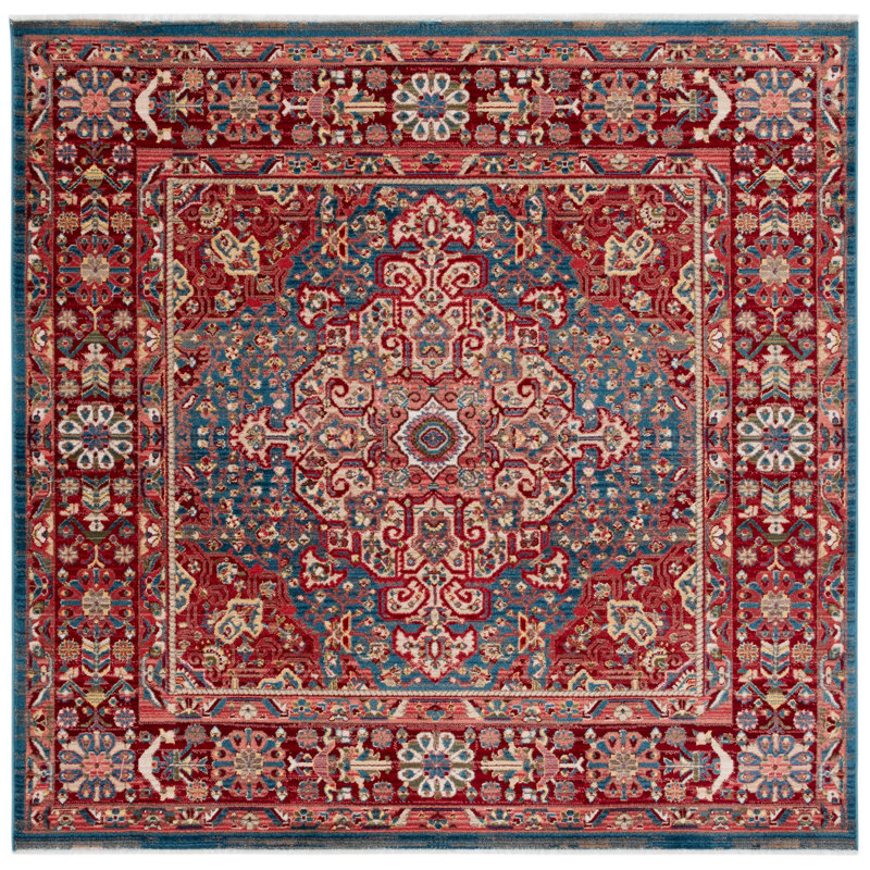 Tapis performance oriental Kurtz, Carré 6 pi 7 po, Blue/Red