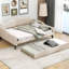 Lit de jour beige avec revêtement double et gigogne simple - et design simple et élégant rembourré