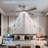52"Ceiling Fan with Reversible Blades: Black / Dark Walnut Finish,  Adjustable Led Lights , 6-Speed Choice-1847437228