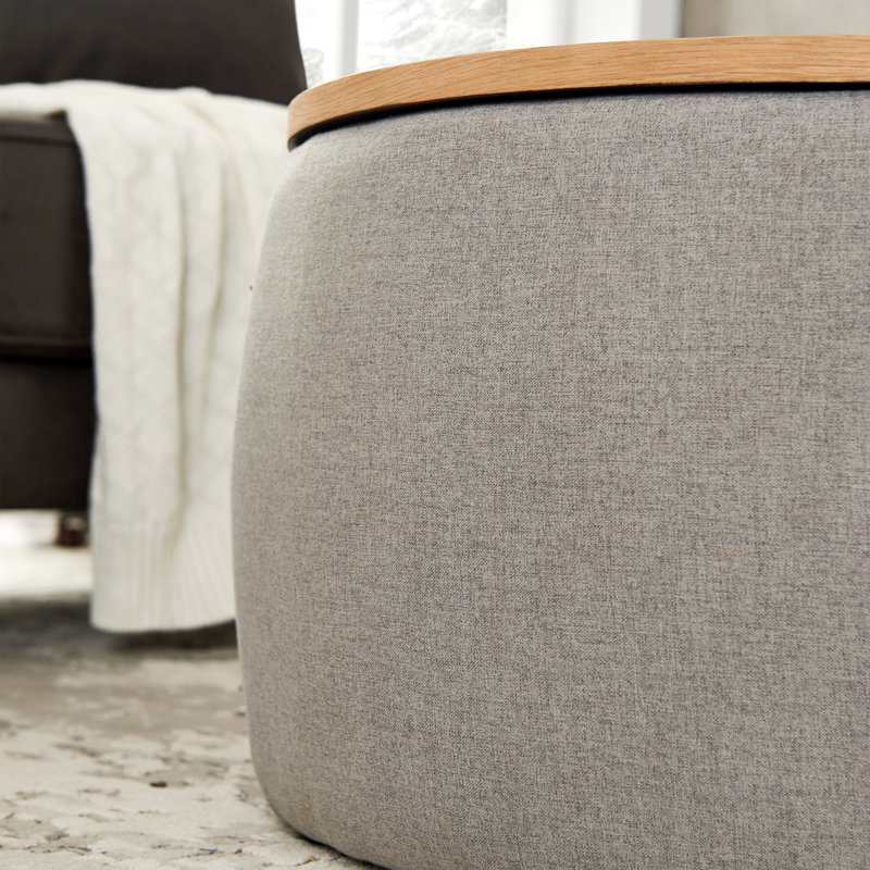 Repose-pieds rond avec rangement 2 en 1, Gris