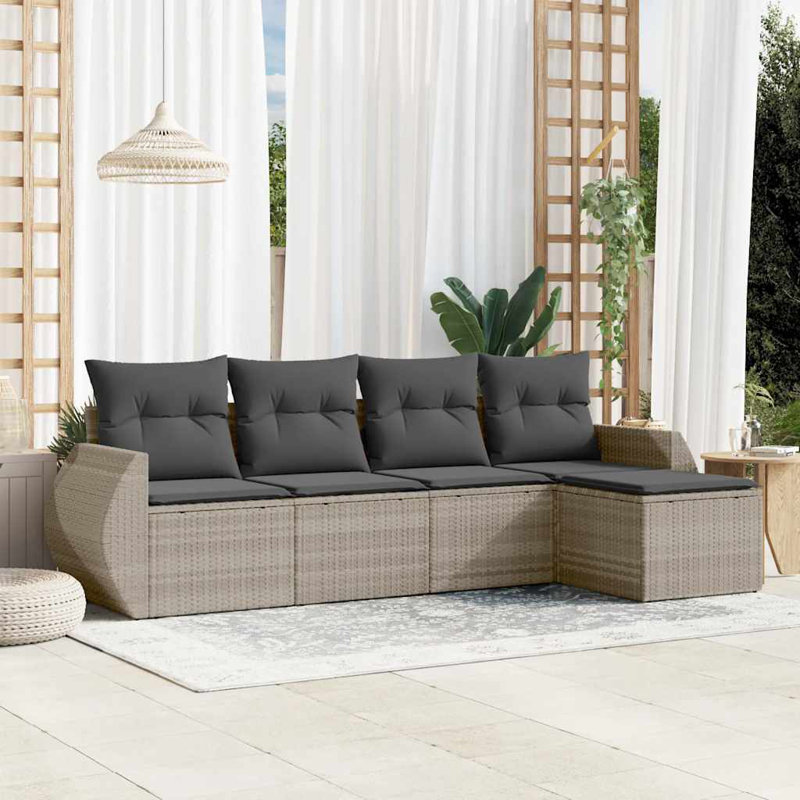  Ensemble de canapé de jardin gris clair / anthracite