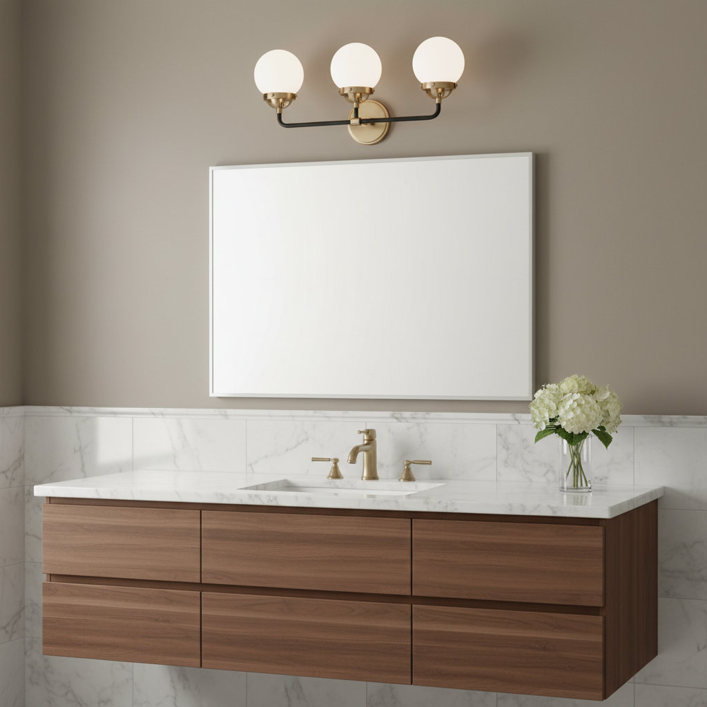 Newport 3-Light Vanity Light, Satin Brass, No 