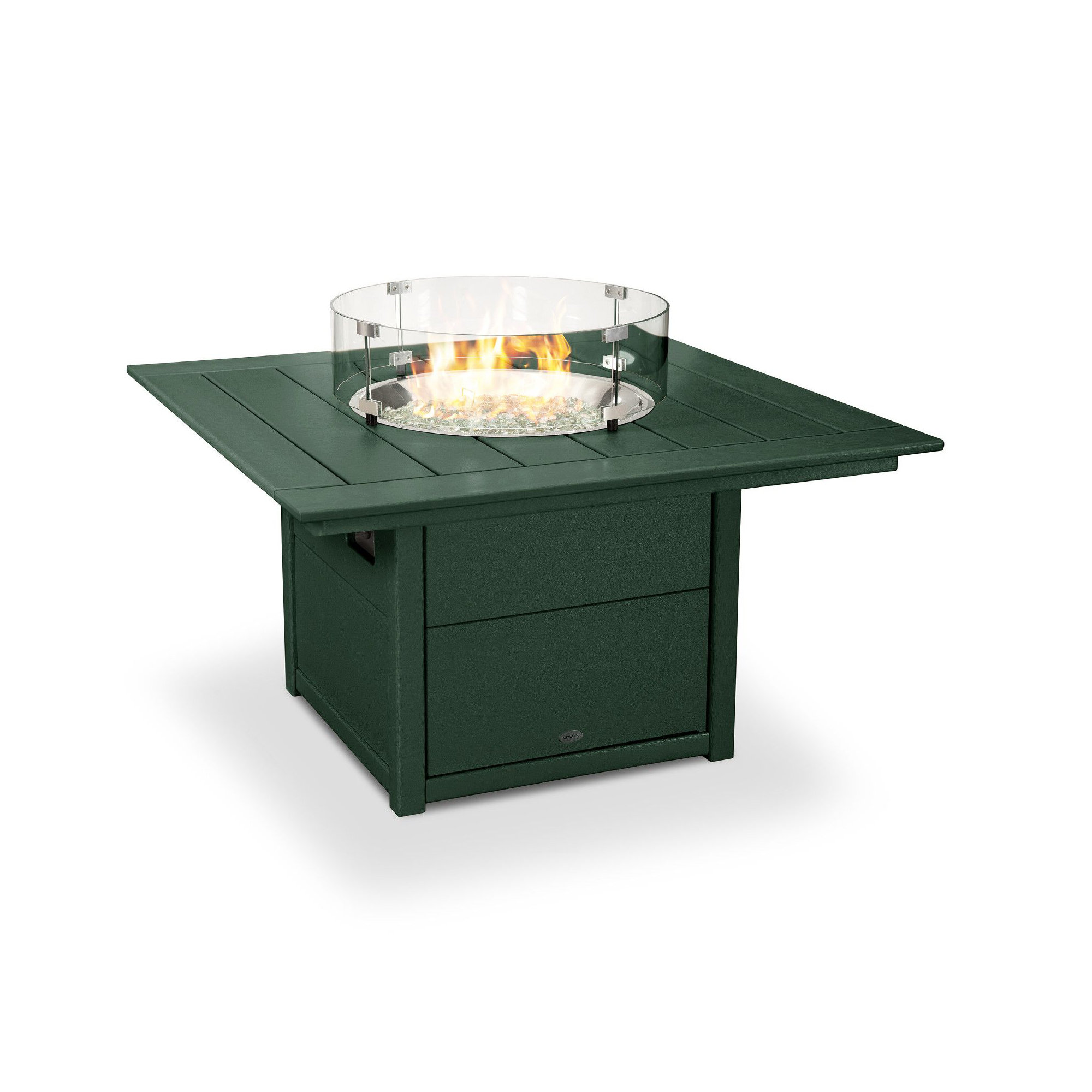 POLYWOOD Square 42" Fire Pit Table, Green