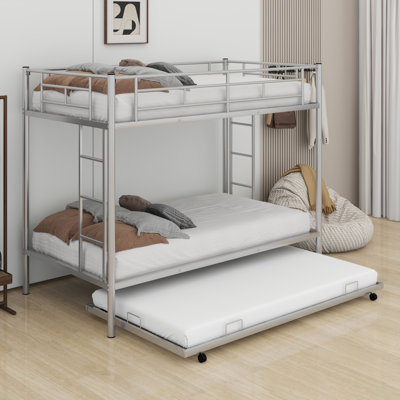Metal Bunk Bed With Trundle Twin Over Twin Bunk Bed Frame With Ladders And Safety Rails Triple Metal Bunk