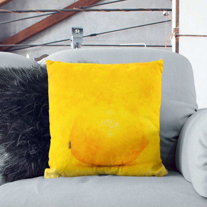 Lemon Yellow Square Throw Cushion, 40cm H x 40cm W x 15cm D