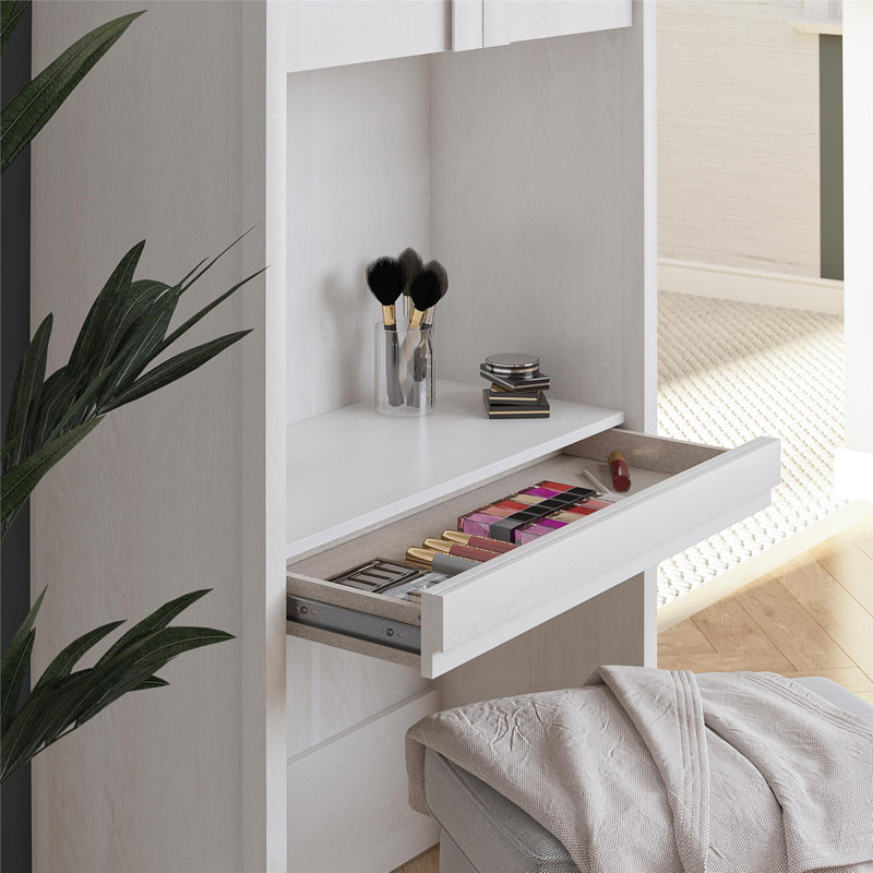 Paramount Vanity/Desk Storage Cabinet with Drawer, Ivory Oak