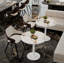 Table bistro ronde et moderne 31,5 pouces avec plateau tulipe et plateau en faux marbre, facile à assembler, structure en métal robuste