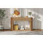 Console ovale cannelée avec 2 tiroirs et tablette inférieure, table d'entrée en bois avec glissières en métal lisse pour le salon-486706075