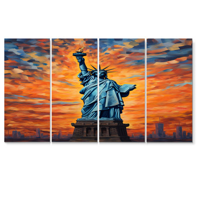 Glorious Statue of Liberty Majestic Sky - New York City, art mural 4 pièces