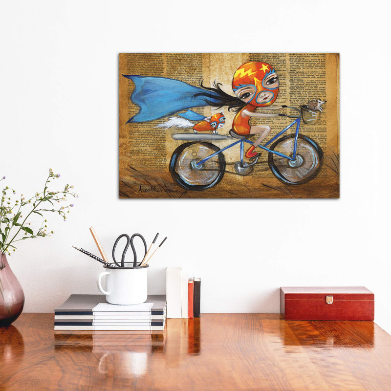 Luchadora par Heather Renaux - impression d'art graphique, Toile tendue, H 12 po x l 18 po x 1,5 po, Pas de tapis