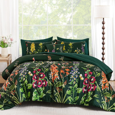 8 Pieces Bed in a Bag Botanical Flowers Pattern Comforters with Sheets