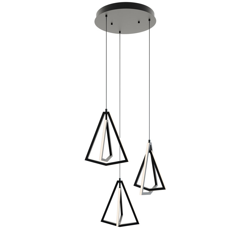 Luminaire suspendu en grappe à 3 lumières DEL Tommen, Noir