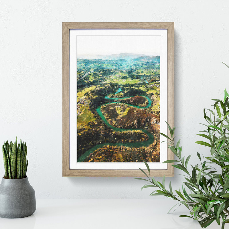 View of Nora in Spain - Picture Frame Graphic Art, 36cm H x 27cm W x 2cm D, Oak