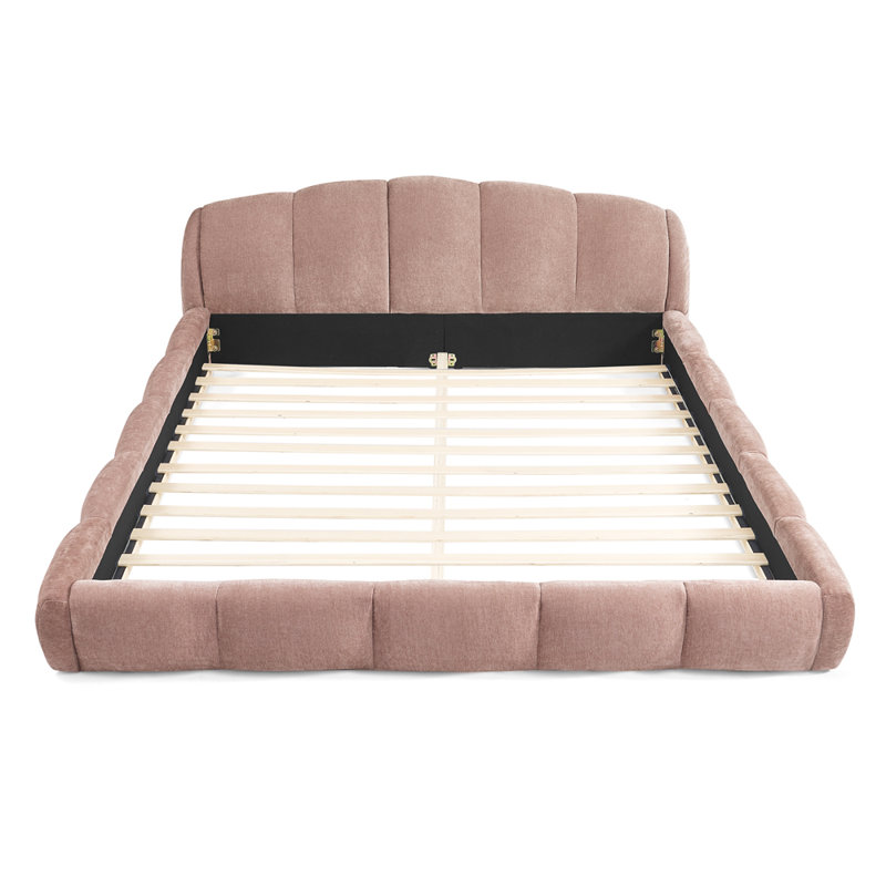 Cadre de lit plateforme, cadre de lit au sol, Grand lit, Rose