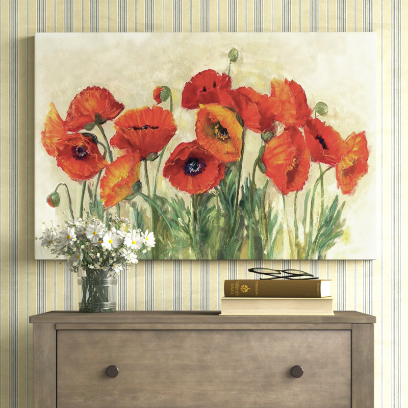 «Virant Poppies» - reproduction, H 12 po x l 18 po, Toile tendue, Sans cadre