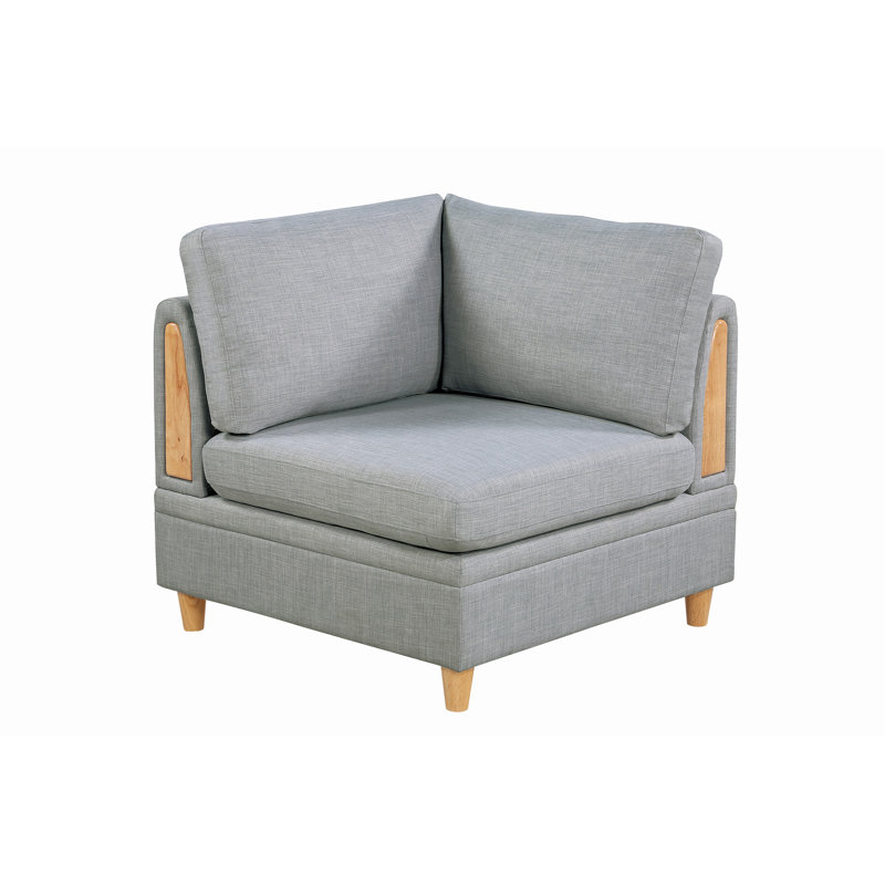 Canapé modulaire 5 pièces rembourré, 100 % polyester gris clair