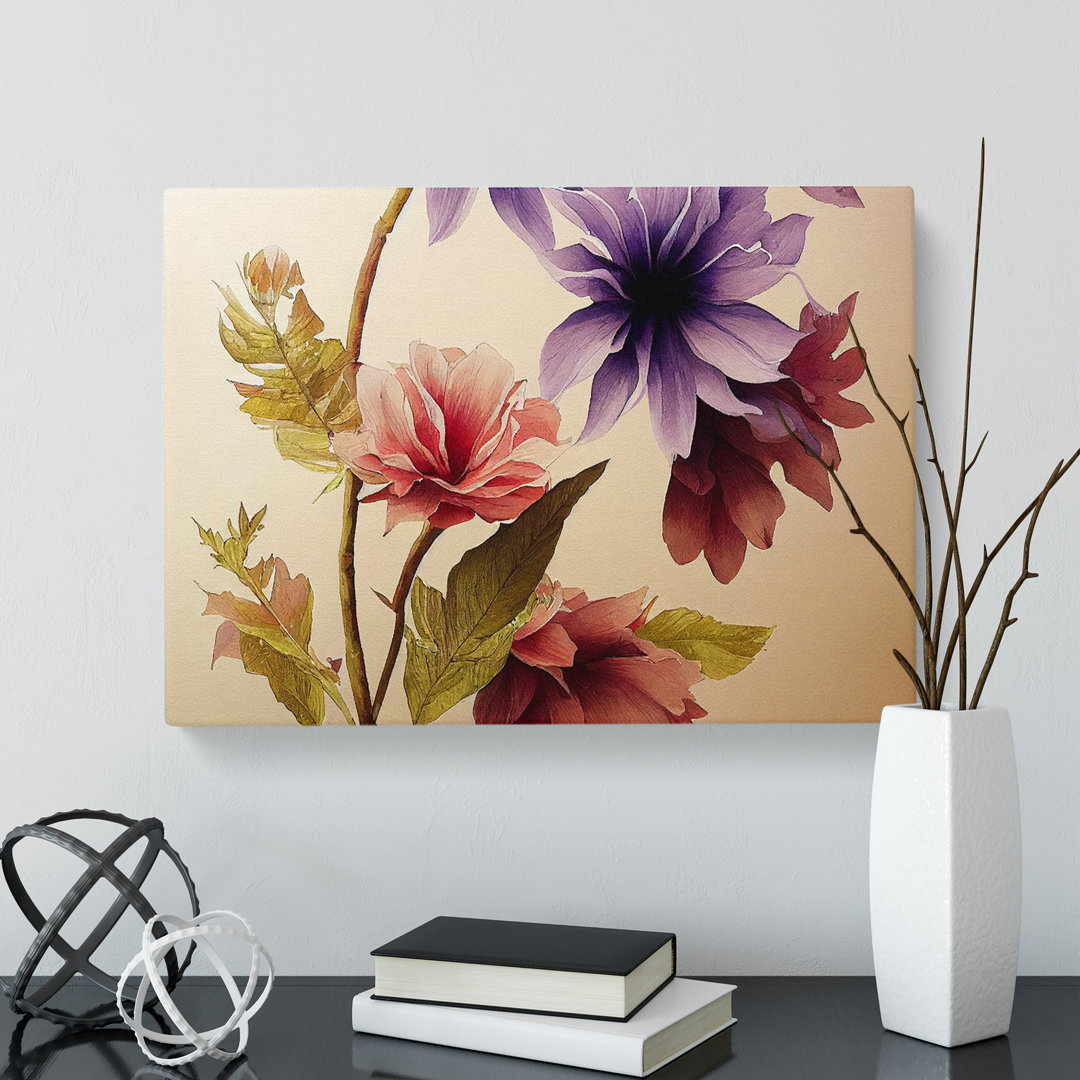 Atemberaubende Aquarellblumen - Leinwandgemälde auf Wrapped Canvas