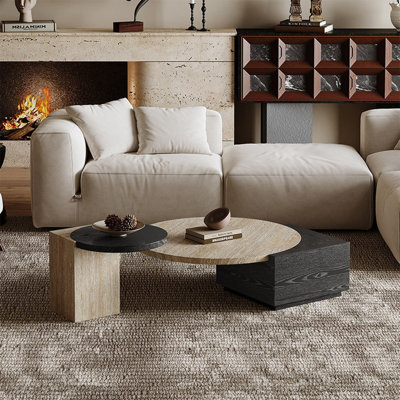 Table basse en bois massif fritté noir
