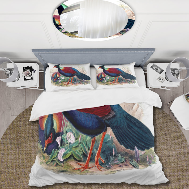 Ensemble de housse de couette traditionnel Vintage Birds In The Wild II - microfibre de polyester