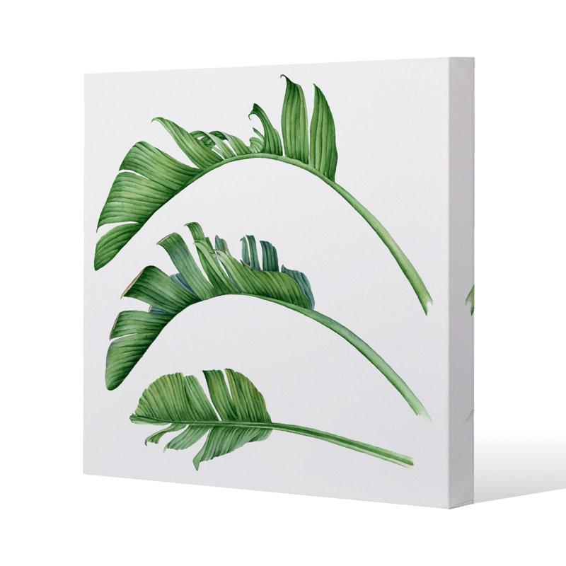 Triple Botanical Slim Style Canvas Print, 15mm Slim Real wood., 90 cm H x 90 cm W