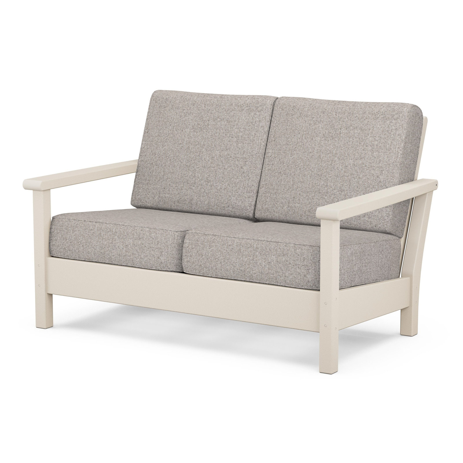 Harbour 52.25'' Wide Outdoor Loveseat with Cushions, Black, Dune Burlap