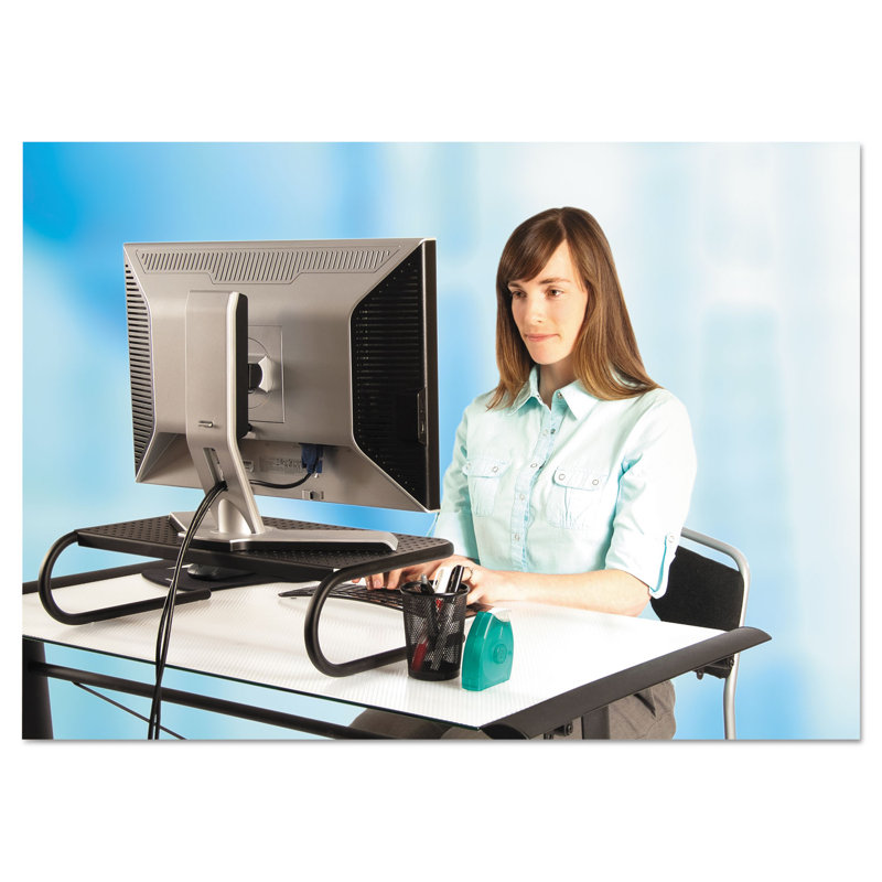 Black Steel Ergonomic Monitor Stand with Vented Platform