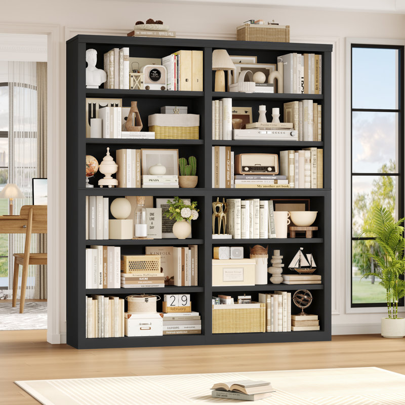 Modern 72.8"H Freestanding 6-Tier Bookcase, 62.9"W 12 Open Compartments Bookshelves  For Your Home Office, Library, Living Room