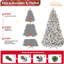 Arbre de Noël enneigé 6 pi avec 350 lumières UL colorées et 36 pommes de pin naturelles - 888 pointes en PVC enneigées, branches articulées, support en métal stable, installation facile-2096879469
