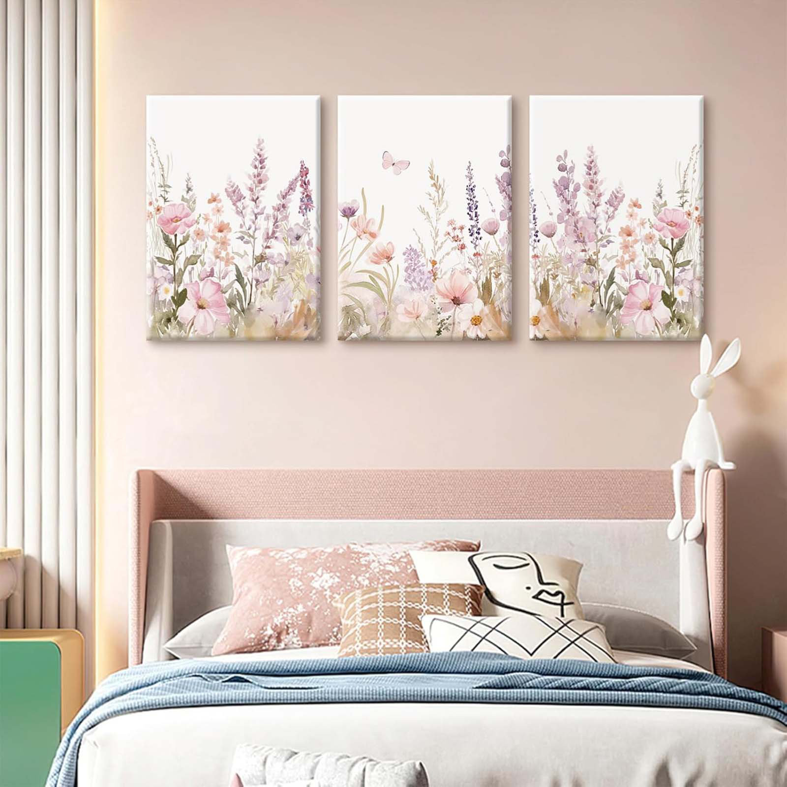 August Grove® Nursery Floral Wall Art Watercolor Wildflower Canvas Wall ...