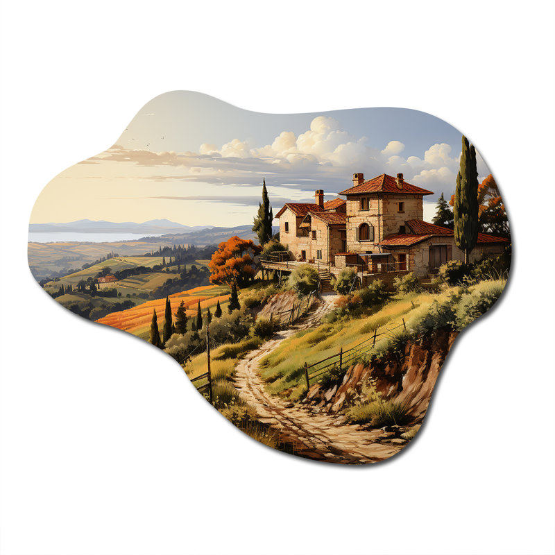 «Country Charm Tuscan Splendor», art mural métallique asymétrique pour le salon, H 27 po x l 35 po