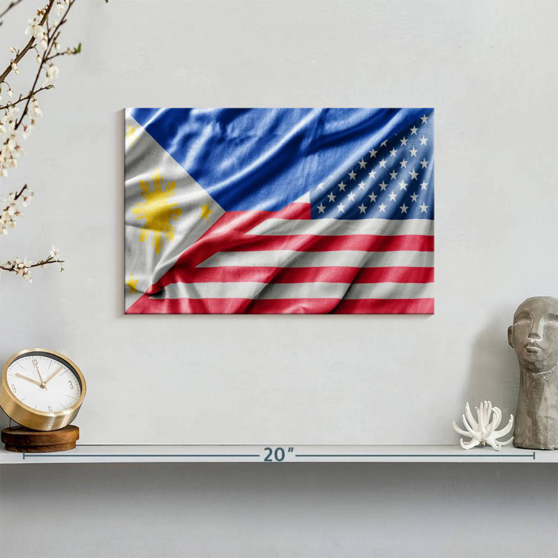 'Philippine And USA Flag, 8" H x 12" W