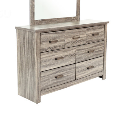 Commode de chambre à coucher 7 tiroirs DRESSER en chêne gris, commode moderne