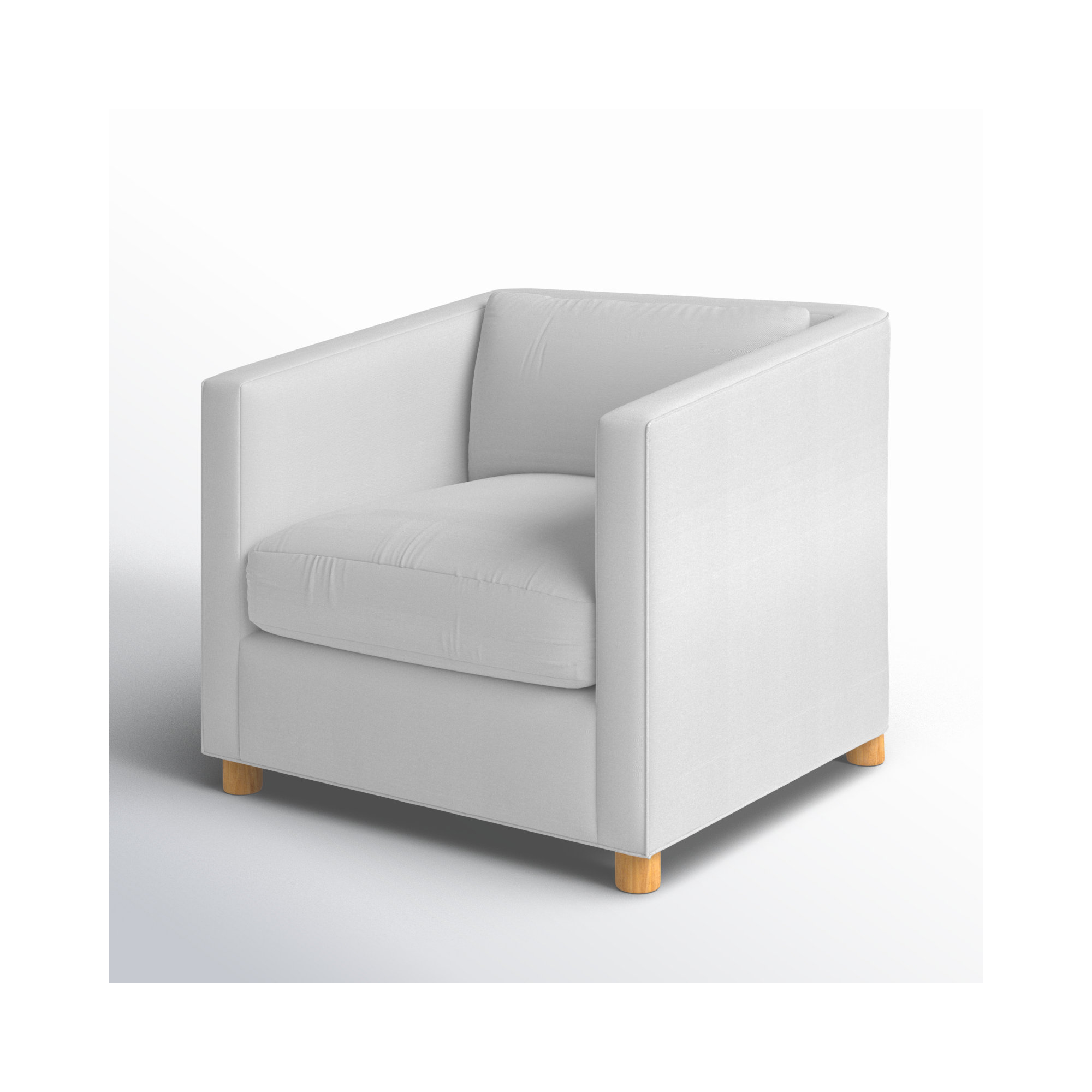 Emilie Upholstered Chair and a Half, Oak, Classic Bleach White Twill