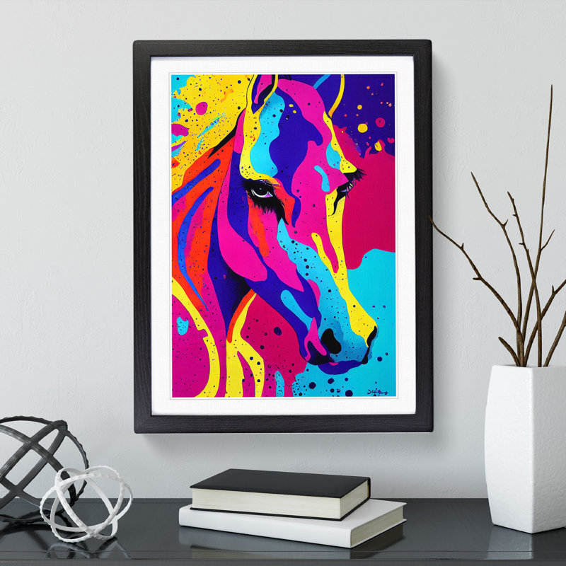 Paint Splash Horse No.2 - Framed Print, Black Framed, 64cm H x 46cm W x 2cm D