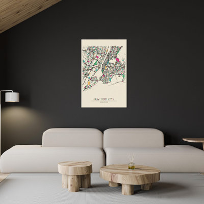 " New York City, US Map " by Ayse Deniz Akerman