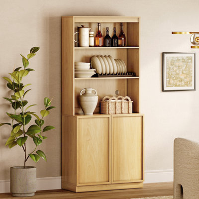 Buffet de 31,5 po de largeur avec portes et tablettes réglables, armoire de rangement de 72 po de hauteur pour la cuisine de la salle à manger