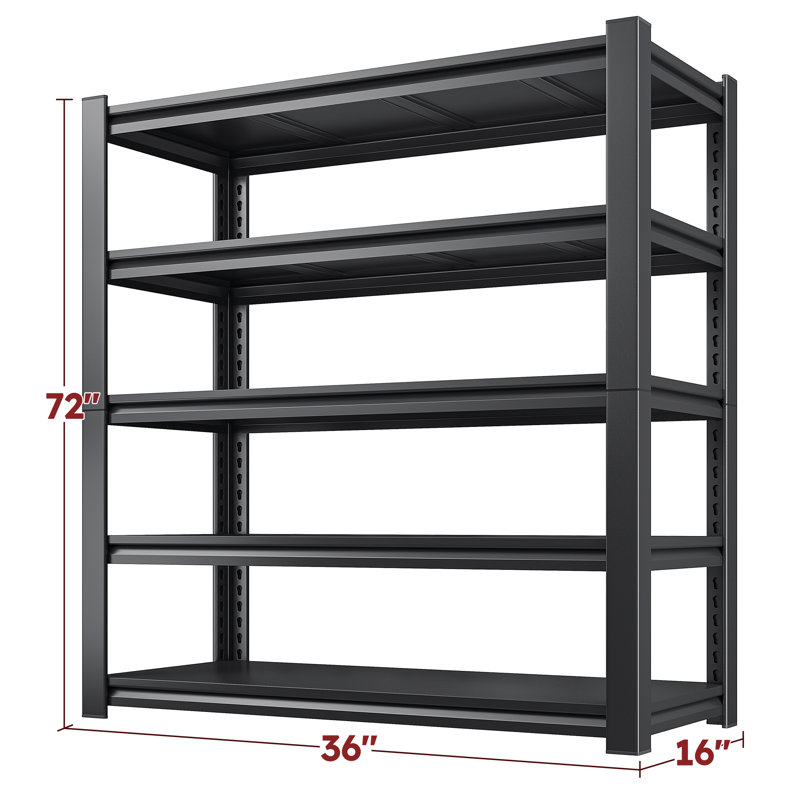 Mabiya Steel Height -Adjustable Shelving Unit Storage Shelves for Garage Kitchen Pantry, Black, 72" H x 36" W x 16"D