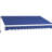 13' X 8' Retractable Deck Awning - Dark Blue. & Water- Cover. Manual Crank. Aluminum Frame. For Balcony, Yard. Multi-Surface Mounting Options. Adjustable Sun Shelter. Heat Reducing. Versatile