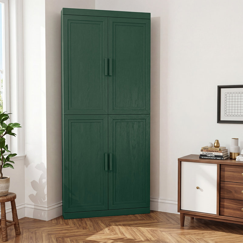 Corner Accent Cabinet with Doors and Adjustable Shelves Wine Cabinet for Living Room Dining Room, 72" H x 31" W x 16" D