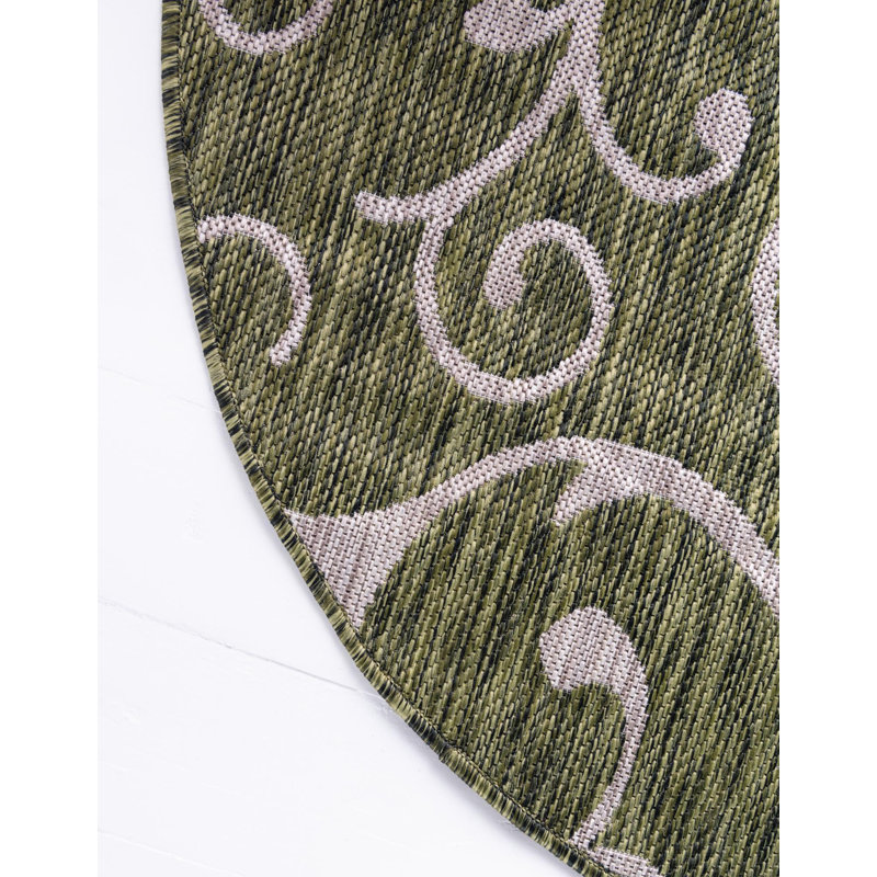 Hague Botanical Green Indoor/Outdoor Area Rug, Round 4'1"