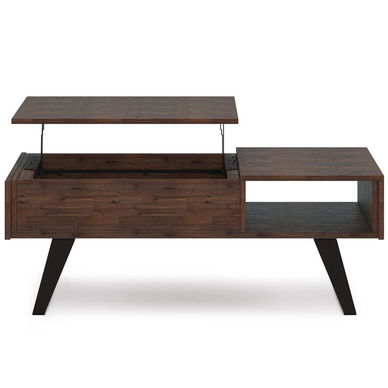 Lowry Distressed Charcoal Brown Wood and Metal Lift-Top Coffee Table