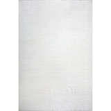 Hand Knotted Wool Striped Area Rug in Ivory