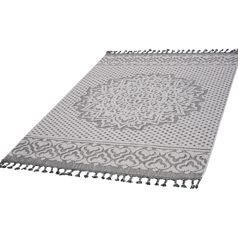 Gray/White Loom & Area Rug Medallion 4X6 - Non-Shedding, Soft Pile, For Living Room And Office Study
