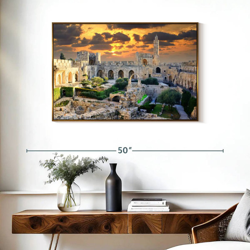 Tower Of David, Floating Frame Gold, 37" X 25"