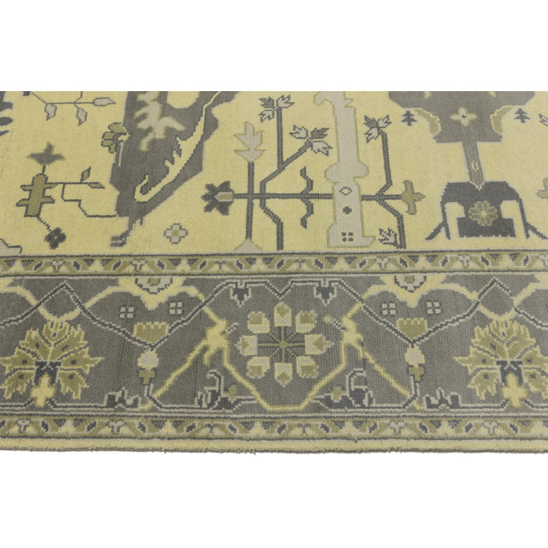 Tapis oriental jaune Oushak 9 x 12