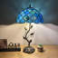Lampe de table Haruko Tiffany Verre bleu vert, haricots de cristal, feuilles de fer, base en bronze, ampoules DEL l 14 po x P 14 po x H 24 po