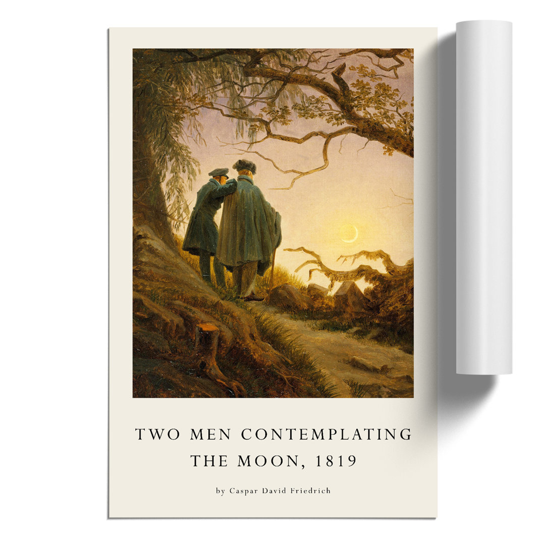 Contemplating the Moon Print by Caspar David Friedrich - Frameless Print